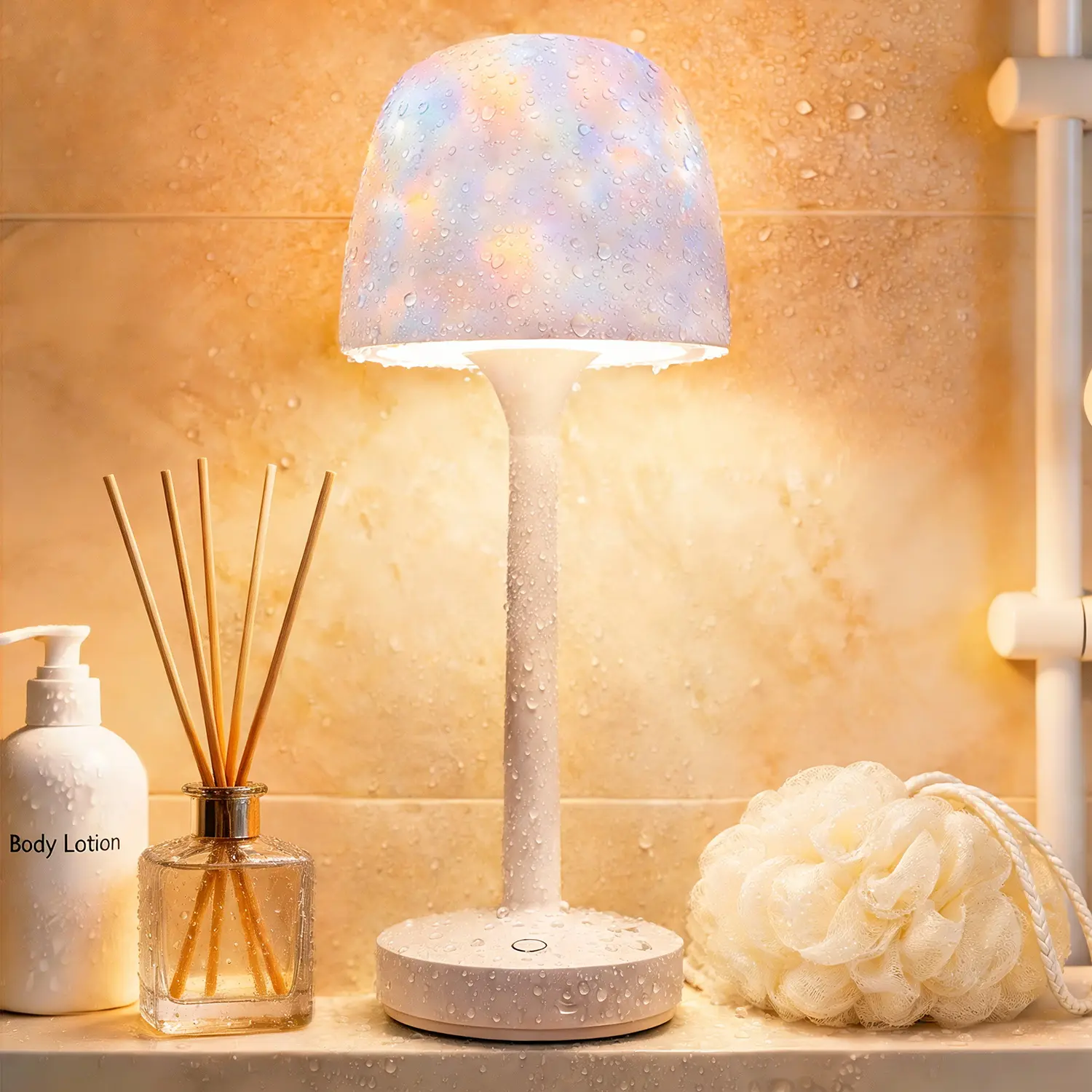 Rechargeable Waterproof Shower LED Lighting Sets, 16-Color Ocean Wave Projector with 3 White Modes, Adjustable Remote & Touch Control, USB-C Powered, Gift for Friends, 16-Color Spa Glow for Bathroom Bedroom