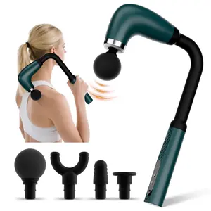 Massage Gun, Deep Tissue Percussion Massager with 9-Speed Adjustable Settings, USB Rechargeable Muscle Fascia Gun with 4 Replaceable Heads, Ultra-Quiet Brushless Motor for Pain Relief, Neck & Back Recovery, Black Gift Cordless Lightweight post-workout