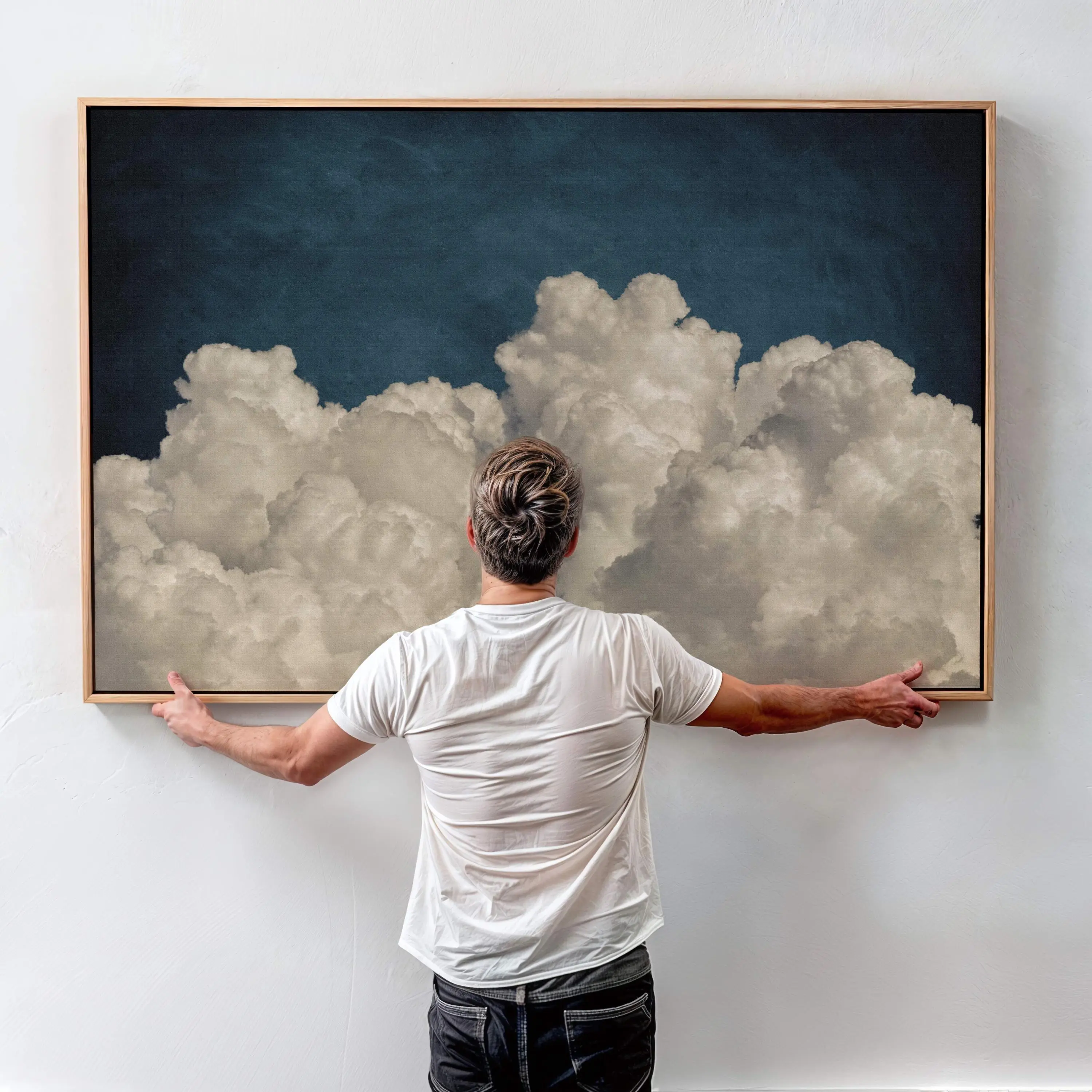 [UNFRAMED POSTER] Above Bed Cloud poster Wall Art, Extra Large Bedroom Decor, Statement Night Sky Art, Moody Wall Decor Over the Bed