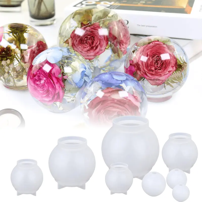8Pcs/Set Sphere Resin Molds,3D Seamless Ball Shapes Silicone Molds for Resin Casting,Large Globe Epoxy Resin Molds for Home Decor,Flowers Preservation,Christmas Party Gifts,Hand Tools Kits,Summervibes