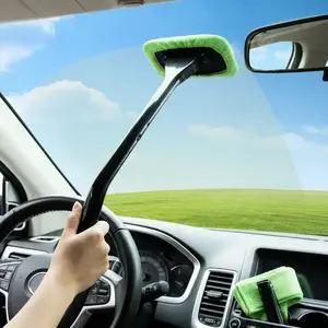 Car Windshield Cleaning Tool – Long Handle Glass Washer Brush for Dry & Wet Wipe, Auto Glass Cleaner for Summer & Fall, Car Detailing Accessories & Cleaning Supplies