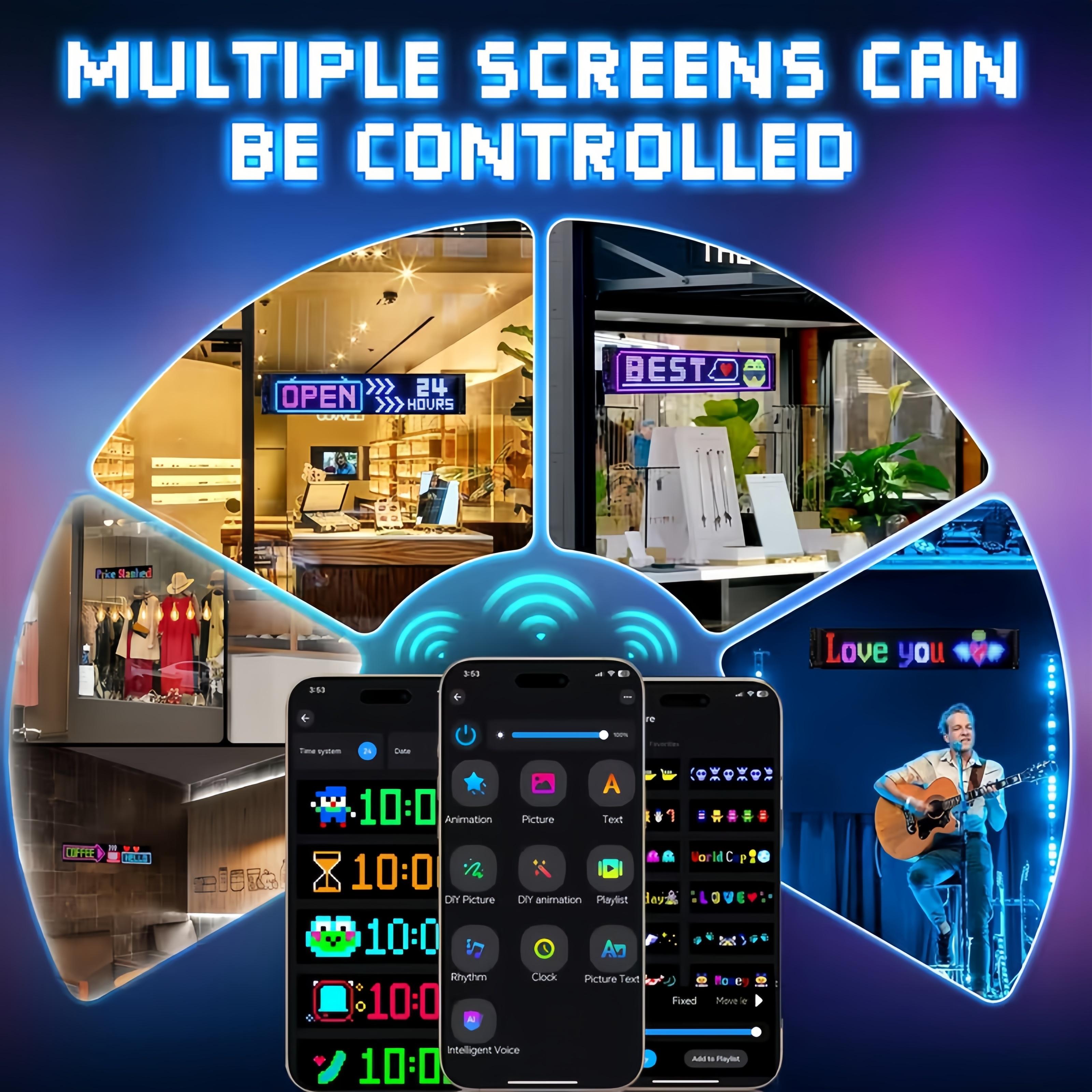 Customizable RGB Flexible LED Panel, APP Controlled Text Display