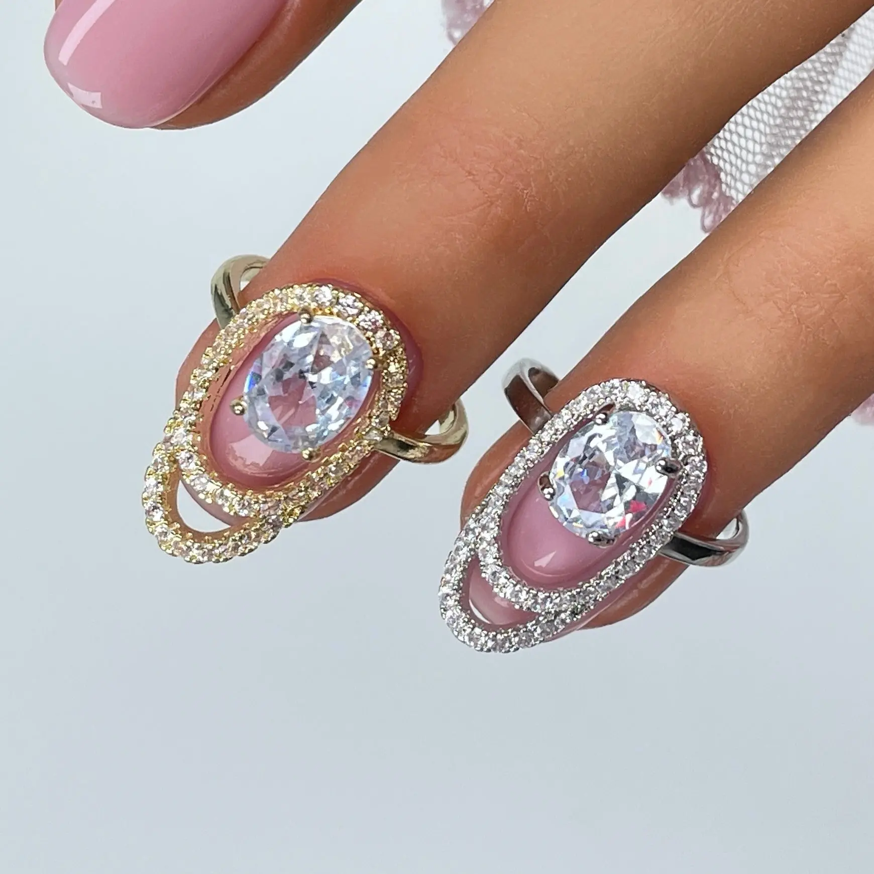 Crystal Fingertip Nail Ring - Adjustable Gold or Silver Statement Jewelry