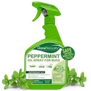 GoneNaturally Peppermint Oil Spray for Bugs– Insect Repellent & Bug Spray for Home– Kills & Repels Ants, Roaches, Spiders, Flies, Mosquitoes & More– Safe for Kids & Pets– Indoor & Outdoor Use (16oz)