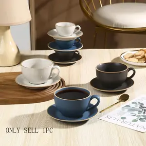 Ceramic Coffee Cup Set, 1 Set Including 6 Counts Coffee Cups & 1 Count Saucer, Tea Cup Set, Coffee Shop Office Tea Set, Coffee Cups Gift