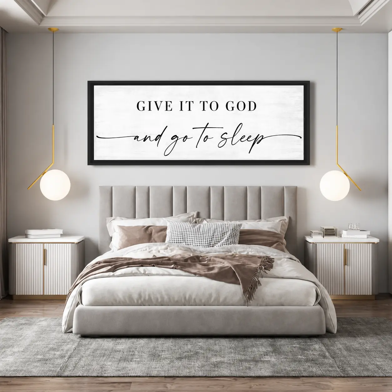 Give It To God And Go To Sleep Poster, Christian Bedroom Wall Art, Above Bed Master Bedroom Decor, Faith Quote Print, Poster No Frame