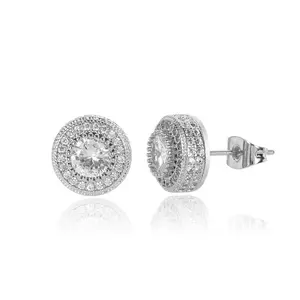 luxury Earrings 18K Gold Plated Earrings Men Women.Features VVS- cut round and square gemstone earrings. Couple gift