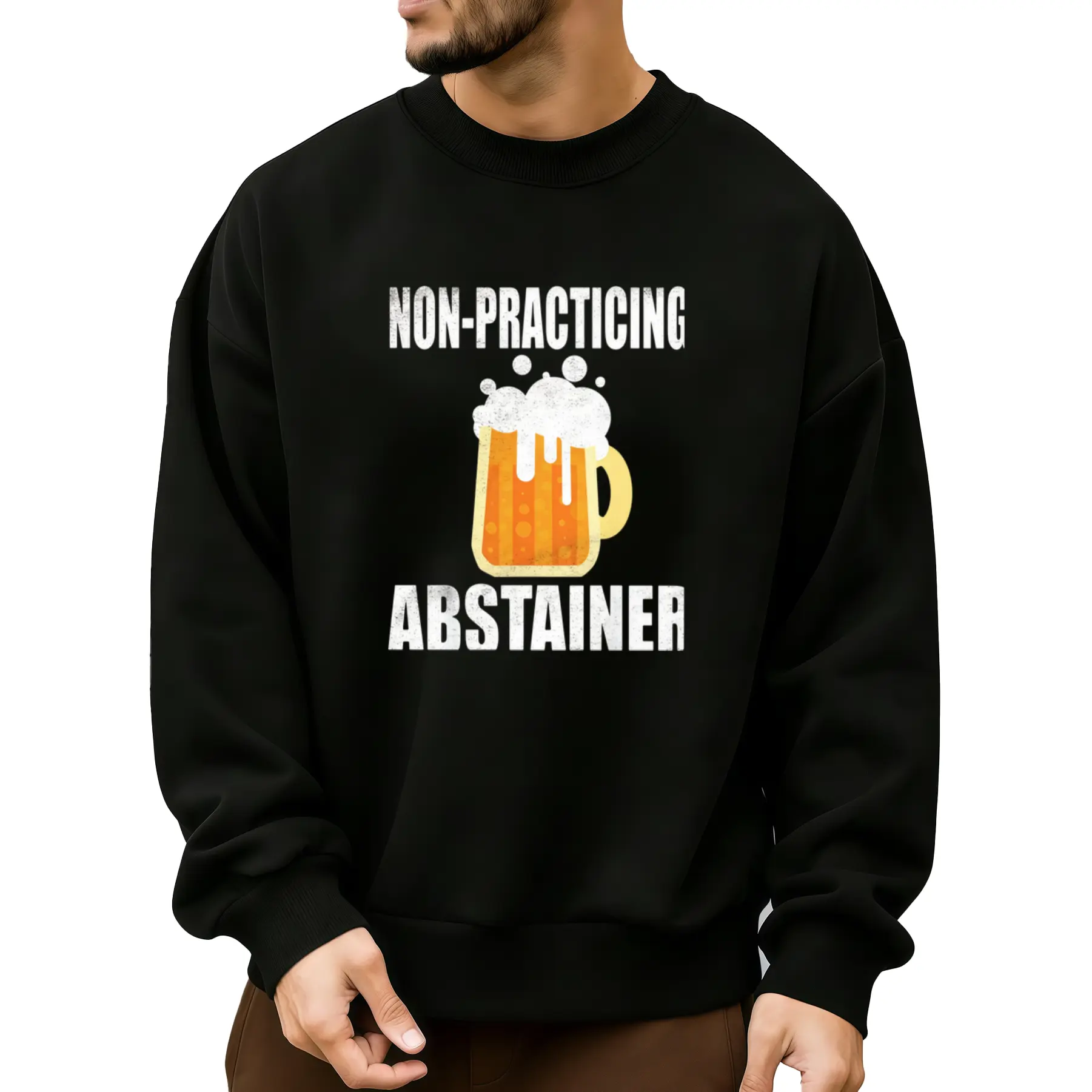 Vintage Long Sleeve Sweatshirt for Men – Perfect Graphic Tee for Oktoberfest Beer Fans and Non-Practicing Abstainers