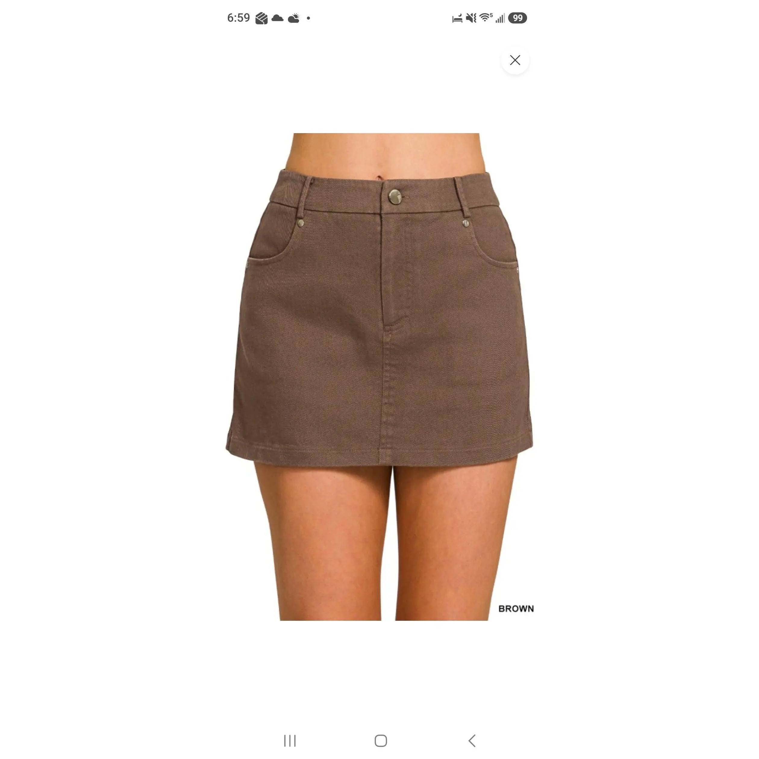 Cotton Twill Lined Miniskirt