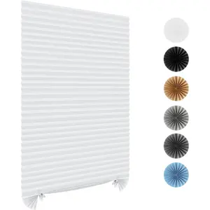 Stick on Blinds for Windows No Drill Temporary Glass Door Blinds Self Adhesive Light Filtering Clip on Pleated Shades for Kitchen Bedroom Bathroom