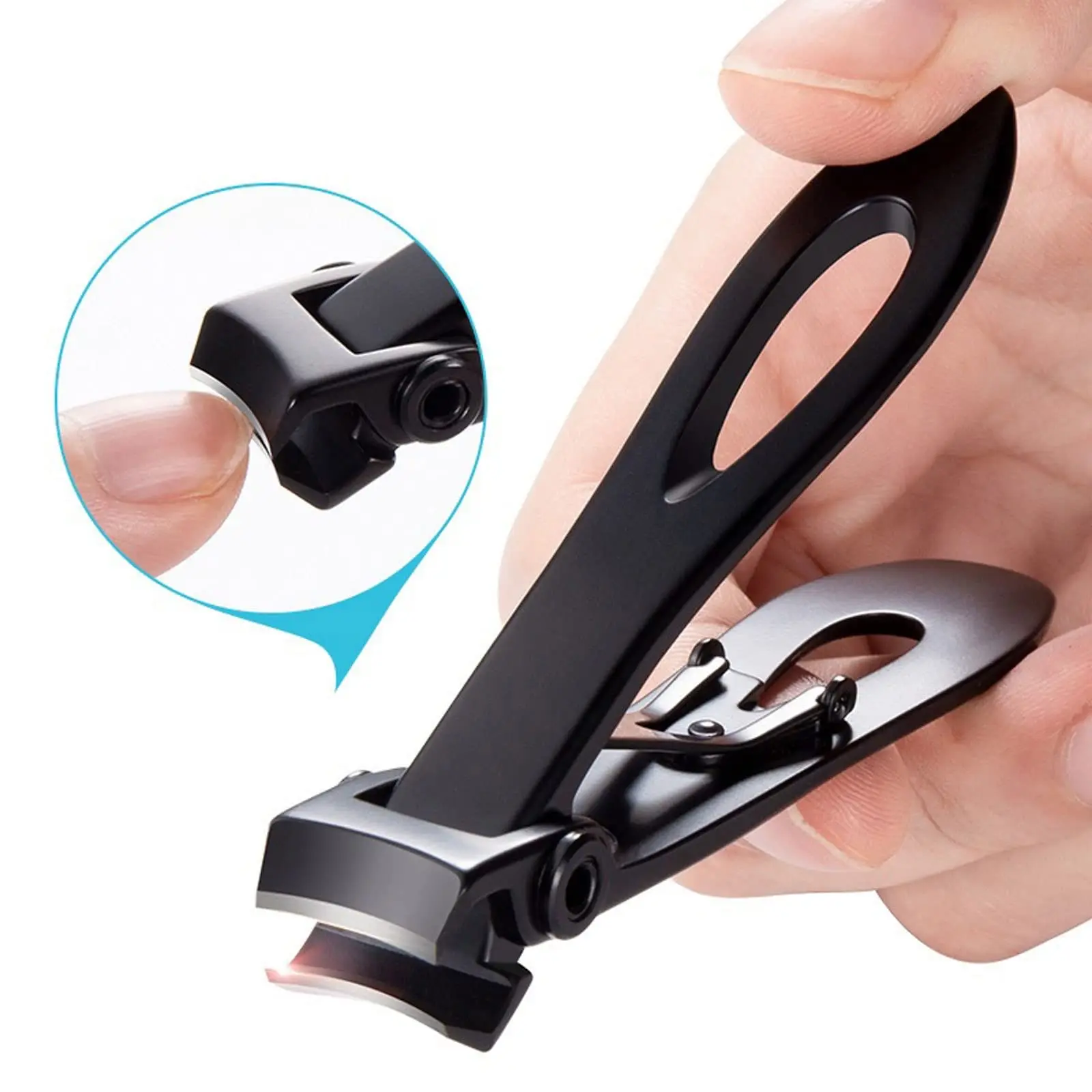 Heavy-Duty Wide Jaw Toenail Clippers with Vacuum Titanium Coating - Smooth Precision-Ground Imported Steel Blades, Ergonomic Leverage for Thick & Ingrown Nails, Lifetime Use (Black)