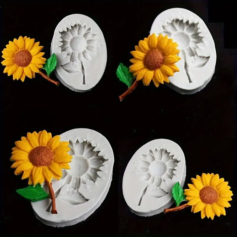 1pc Sunflower Liquid Silicone Reusable Mold for DIY Chocolate Molds Candy Sugar Craft Gum Paste Mold for Shower Toy Cake Cupcake Decorating Baking Polymer Clay Resin Mould