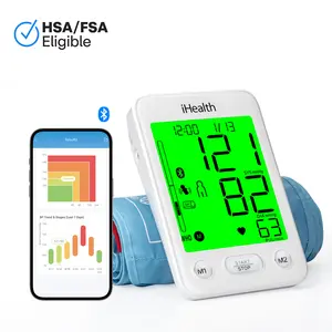 iHealth Bluetooth Upper Arm Blood Pressure Monitor, HSA/FSA Eligible – 4.5" Tri-Color WHO-Based LCD, Clinically Accurate, Irregular Heartbeat Alert, Body & Cuff Detection, Bluetooth Cloud Sync