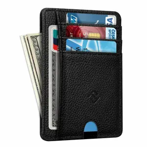 Men's Genuine Leather Trifold Wallet Black 8 Credit Card slots ID window