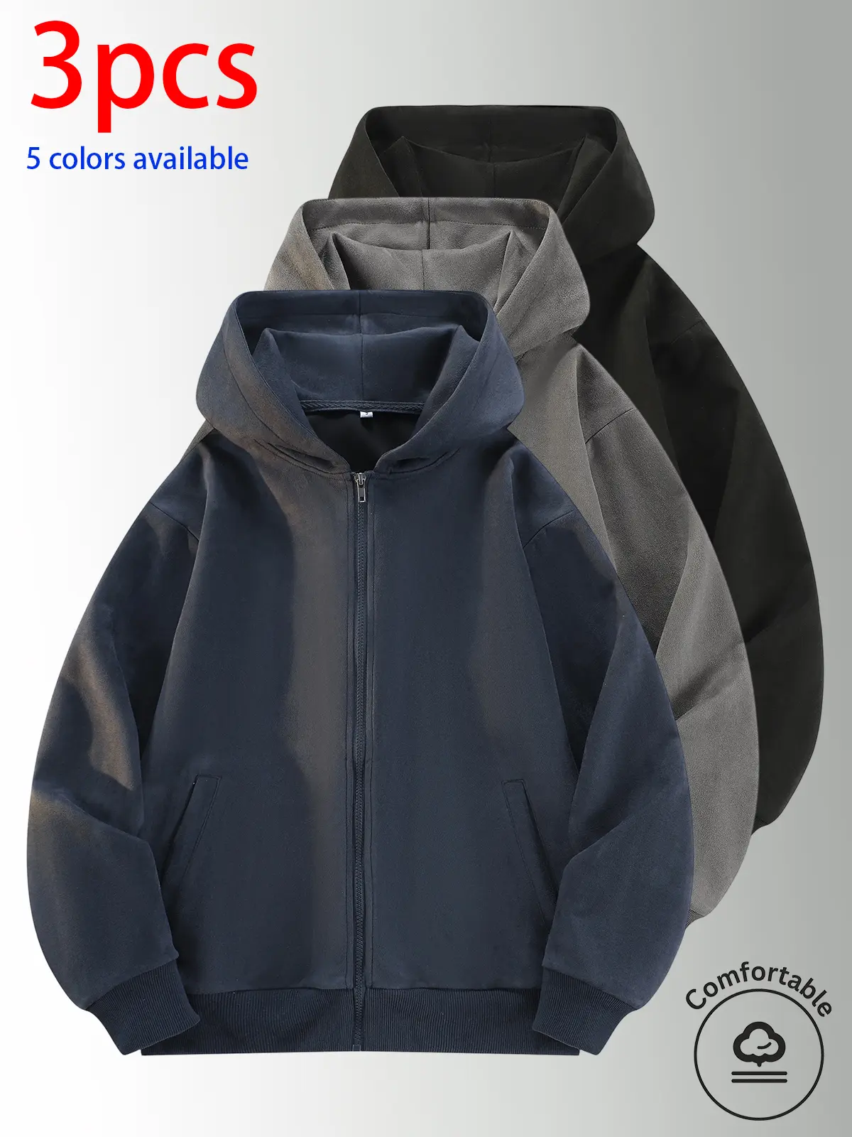 Men’s hooded sweatshirt, men’s suede cardigan jacket.Design with a large hood for wind protection and warmth, ribbed cuffs, hem that resists deformation, loose drop-shoulder long sleeves that conceal bulges and create a slimmer look, fabric composition: 9