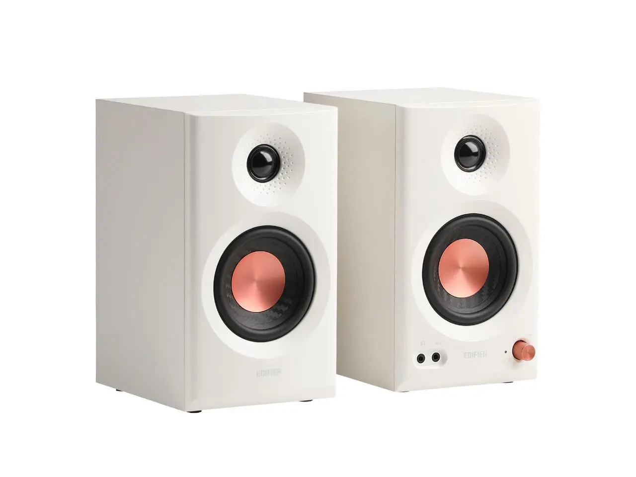 Edifier MR3 Powered Studio Monitor Speakers, Hi-Res Audio Certified Bluetooth V5.4 Active Bookshelf Speakers, 2.0 Computer Speaker with Headphone Output RCA AUX Balanced TRS Input - White (Pair)