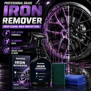 Purple Iron Remover Fast-Acting Rust Cleaner for Wheels Rims Metal Surfaces Car Detailing Products Chemicals Color-Changing and Wheel Paint Decontamination Brake Dust Removal