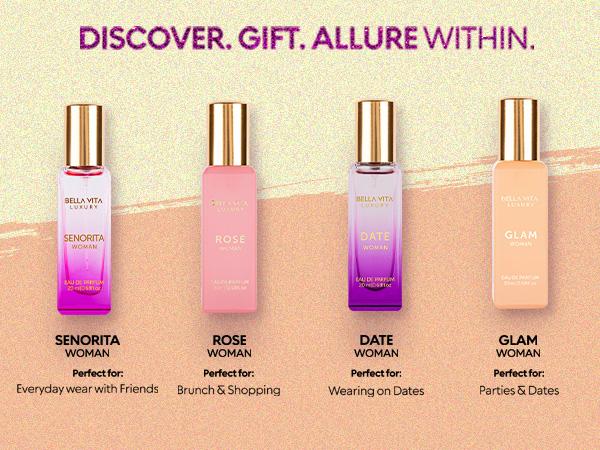 Sprinkle Me Pretty by BellaVita Luxury | Perfume Combo Gift Set | Gourmand Collection 3x20 ml & Women’s Mini Set 4x20 ml | Long Lasting Unisex Perfume | Vanilla, Mango, Pistachio, Senorita, Rose, Date & Glam | Vegan & Cruelty Free Eau De Parfum