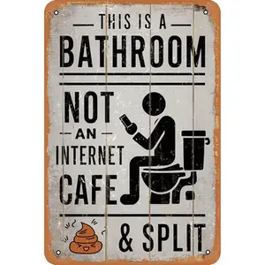 Vintage Metal Aluminum Sign - This Is A Bathroom, Not A Cafe And Divided - Suitable For Home Farmhouse Restroom Bathroom Wall Art Decor 12x8 Inch