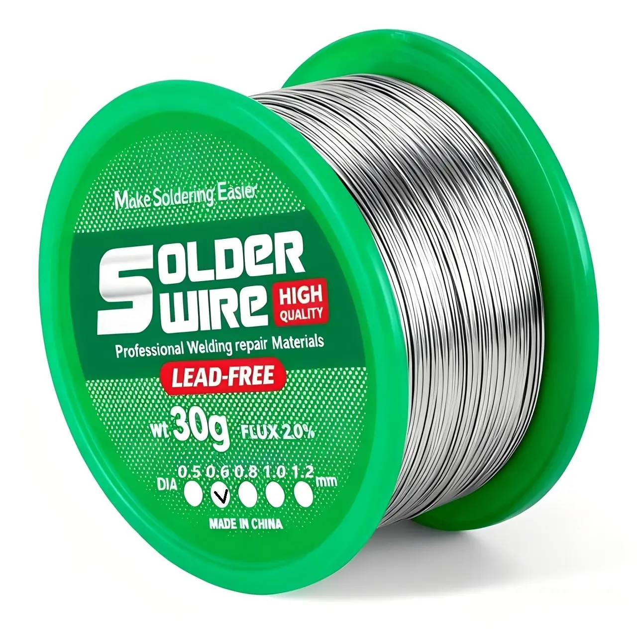 30g New Industrial Heavy Duty Rosin Core Solder Wire, Tin Solder Wire (sn99.3%-Cu0.7%), 0.6mm Line Diameter, Contains 2.0% Flux, for Electrical Repair and Welding