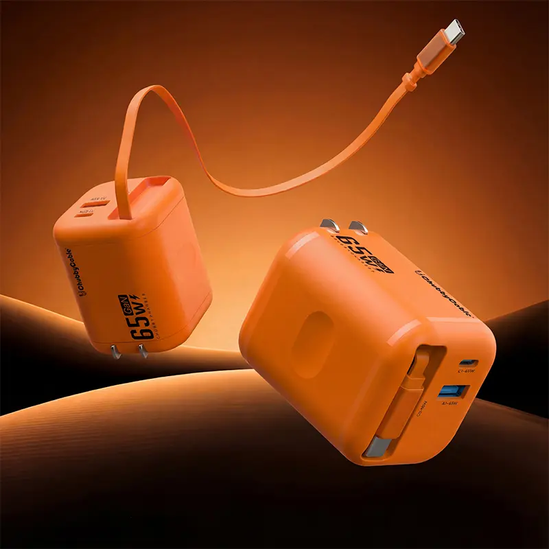 ChubbyCharge MagCore – 65W GaN Fast Charger with Built-In Retractable Magnetic Cable