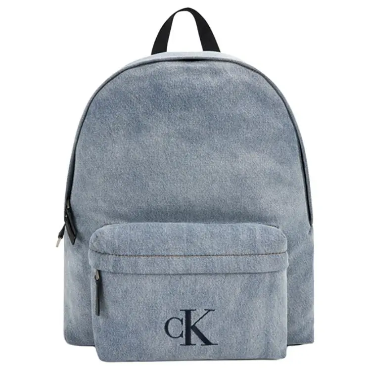 Calvin Klein Men's Vintage-Style Large-Capacity Fabric Backpack, Light Denim Blue, Suitable for Business Casual Outfits