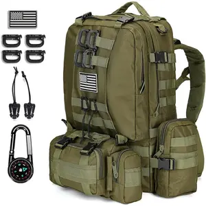 Large Military Tactical Backpack for Men, 40-50L Backpacks for Women, Bug out Bag Army 3 Days Pack Bags Rucksack with Molle System Green multifunctional