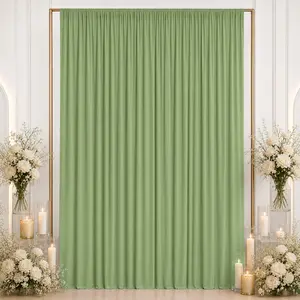 Spandex Backdrop Curtain Sage Green 10ft x 12ft, 4-Way Stretch Wrinkle-Free Photo Booth Backdrop with Rod Pockets for Wedding & Events
