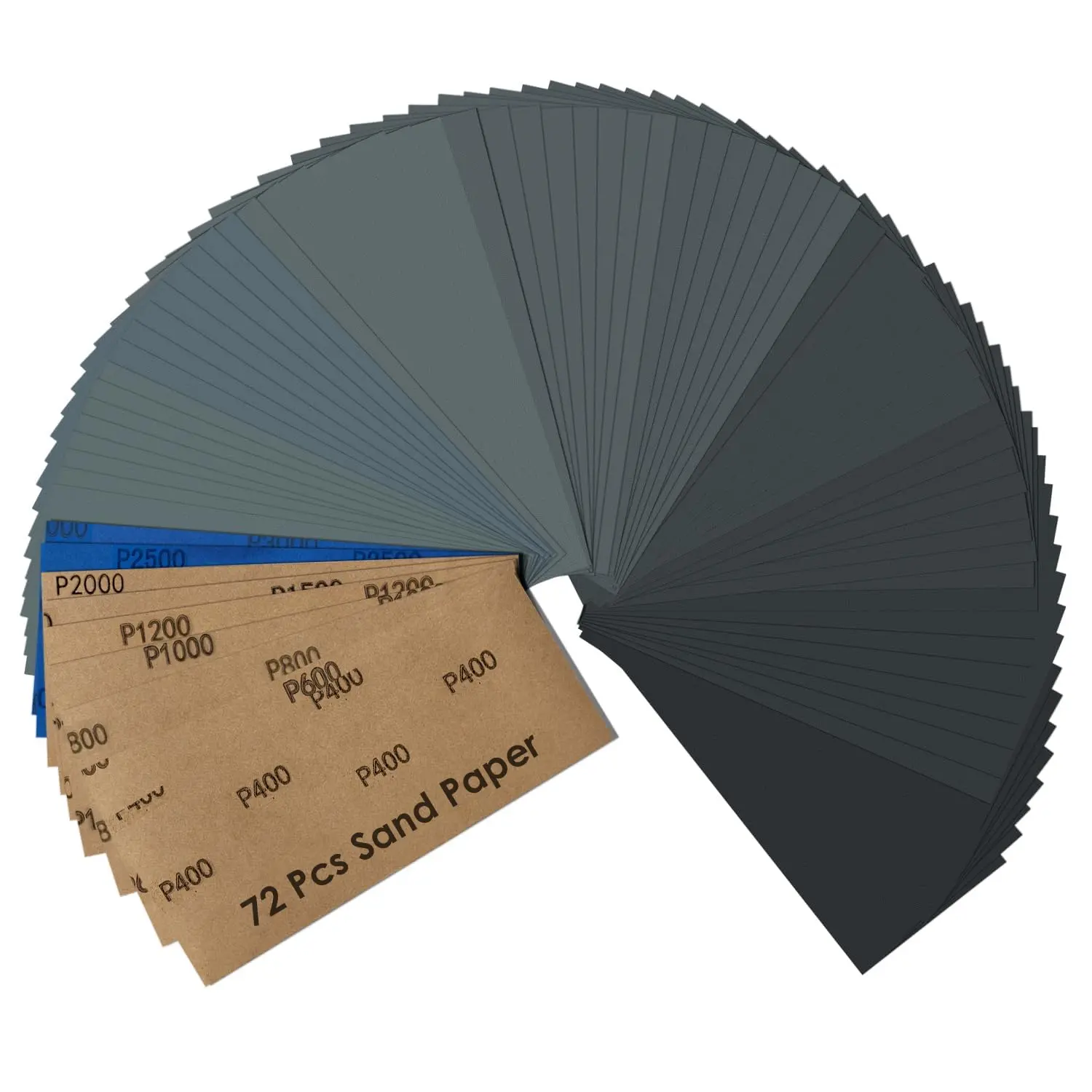 72-Count Silicon Carbide Wet-Dry Sandpaper Assortment Pack - Multiple Grits (400-3000), Soft-Backed Anti-Clog Abrasive Sheets (9x3.6in Flexible Size) Polishing Bundle for Furniture, Automotive, Crafts, Leather, Lacquer Finishing
