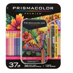 Prismacolor  Pencils Soft  core assorted Colours 36 counts ,  Chisel 1 art Marker