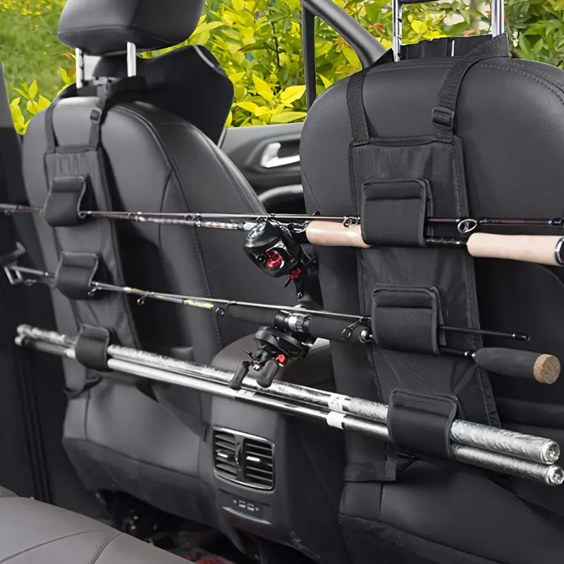 2 Piece Car Fishing Rod Storage Rack with Velcro, Adjustable Fishing Rod Holder, Car Storage Organizer, Fishing Tackle Organizer, Automotive Accessories