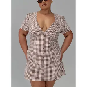 Loveliness Playsuit Brown Check Curve