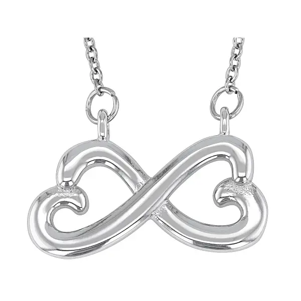JTV Silver Tone Infinity Heart Pendant 23 Inch Necklace Adjustable Length Elegant Design Versatile Jewelry for Everyday Wear