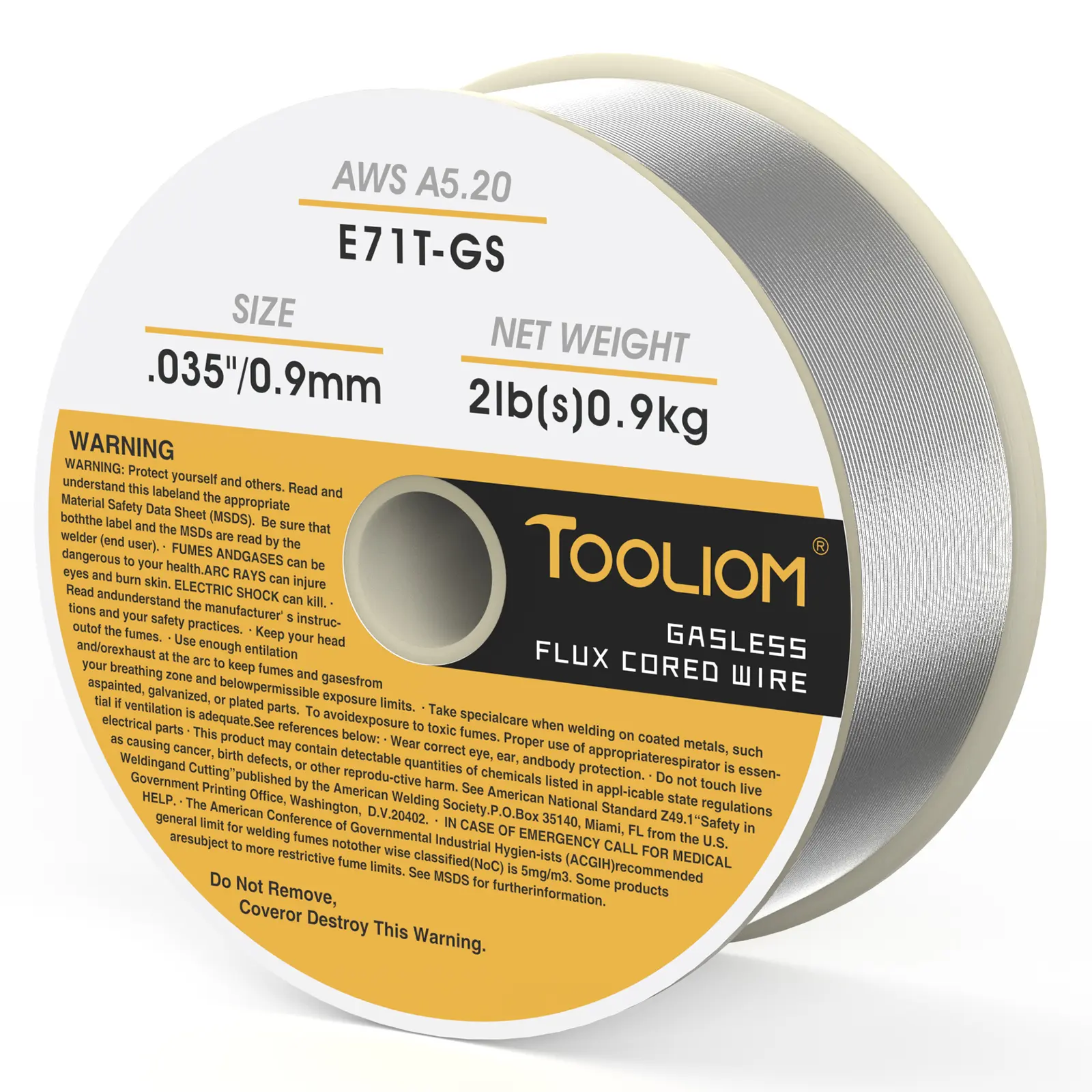 TOOLIOM E71T-GS .030" / .035" Flux Core Welding Wire – 2lb Spool Self-Shielded Gasless Carbon Steel MIG Wire, Ideal for Outdoor & All-Position Welding, No Gas Required