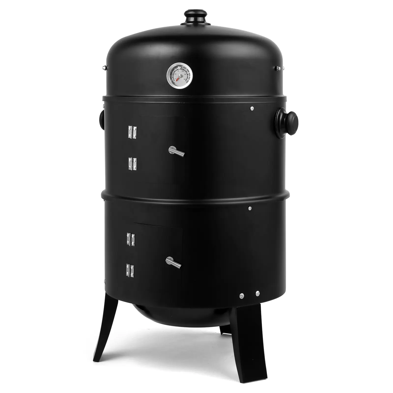 Portable Black Dual-Sided Iron Spray Charcoal Smoker Barbecue Grill - 80*41*48cm Sturdy Open Flame Grill with Built-in Thermometer, Adjustable for Outdoor BBQ, Backyards, Cooking BBQ Camping Use, Beach