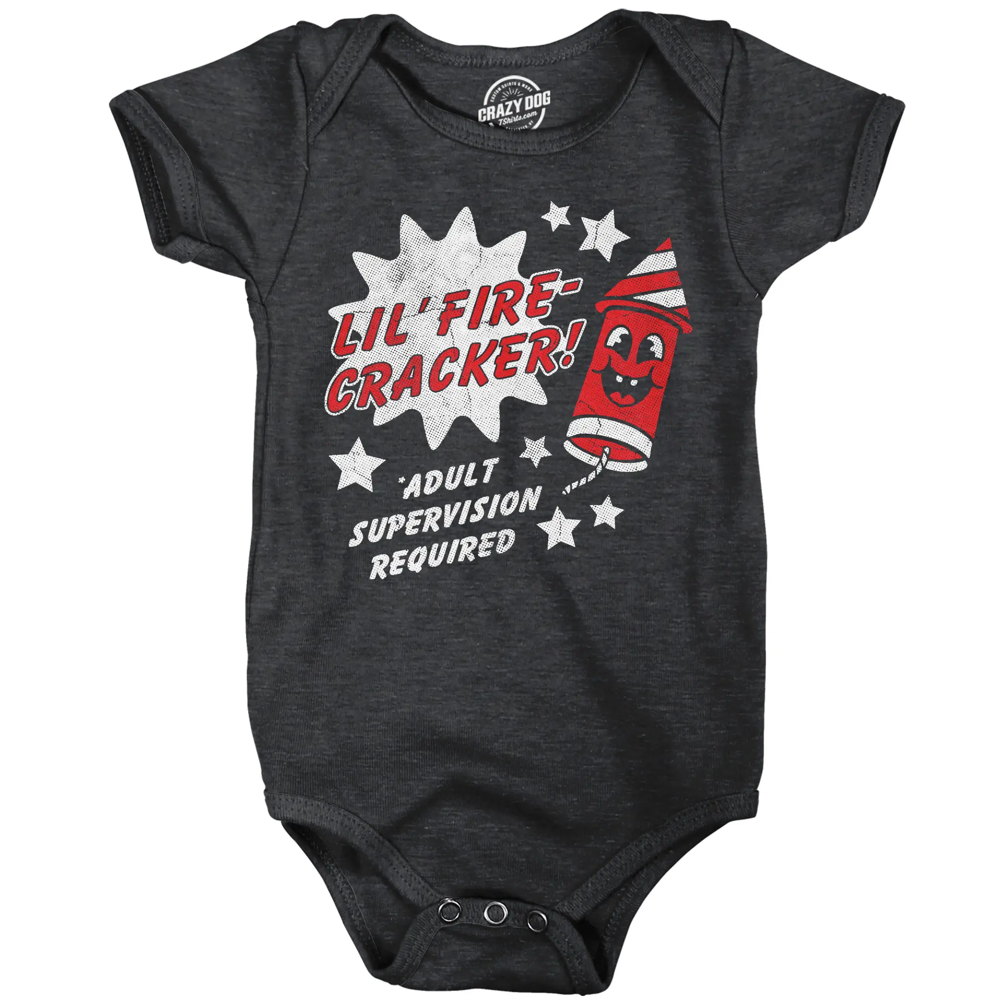Lil Fire Cracker Baby Bodysuit Funny Sarcastic Fourth Of July Graphic Novelty Jumper for Infants Funny Baby Onesies Patriotic Clothes for Baby Funny Sarcastic Onesie Novelty Onesie Black -