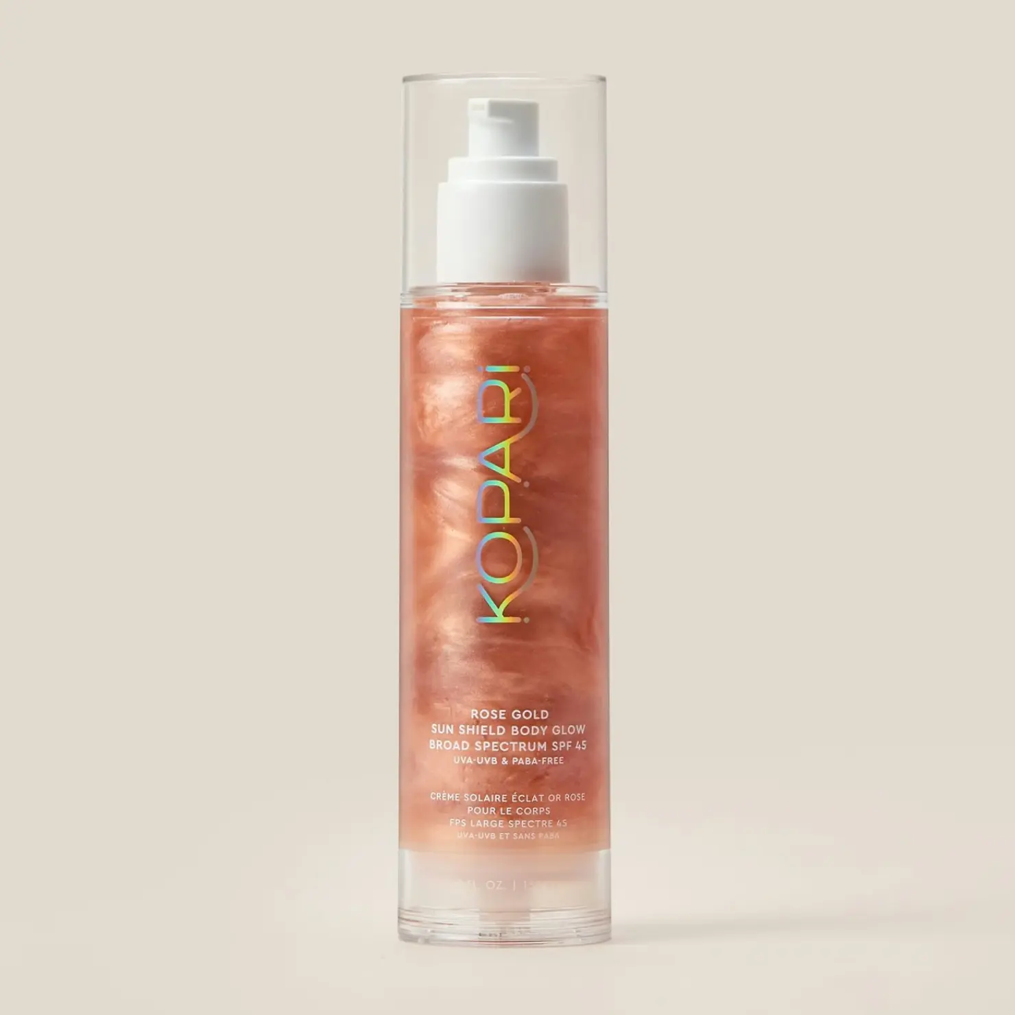 Kopari Rose Gold Sun Shield Body Glow SPF 45 – Lightweight Gel Sunscreen for Glowing Skin
