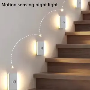 USB Rechargeable Motion Sensor Wall Light, LED Night Lamp Home Lighting with Adjustable Motion Sensor, Ideal for Hallway, Cabinet, Bedroom, Kitchen, Curtain