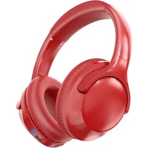 X-HPS11   Bluetooth Headphones Over Ear 68H Playtime 6 EQ Wireless Headset with Microphone HiFi Stereo Foldable Lightweight Deep Bass for Travel Home Office Cellphone Red