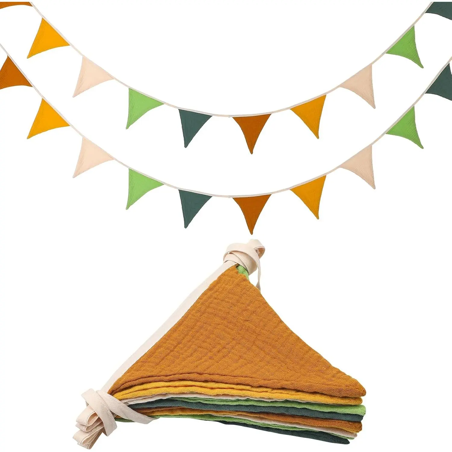 15.5 ft Pennant Banner Flags, 2 count  Garland Triangle Bunting Flag  Banner for  Decor  Birthday Boho Wedding Shower Party Event, Each 7.75 ft(Fresh Color)