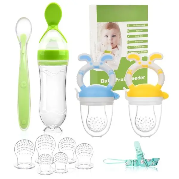 Halloween Fall Gift Baby Fruit Feeder Pacifier | Infant Food Feeder & Baby Food Dispensing Spoon | Mesh Fresh Fruit Teethers for Babies | Silicone Teething Pacifier for Babies,Gifts for Boys and Girls (Green)