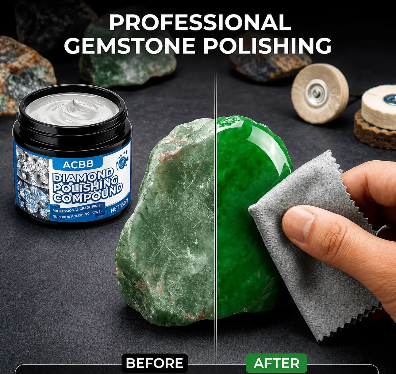 ACBB 3pcs Set (1tube of Polishing Paste + 1towel + 1dust-free Cloth) Diamond Polishing Paste Suitable for Grinding and Polishing Metal, Glass, Stone, and Hardware Components.it Delivers a Mirror-like Finish and Is Ideal for Polishing Precision Parts.
