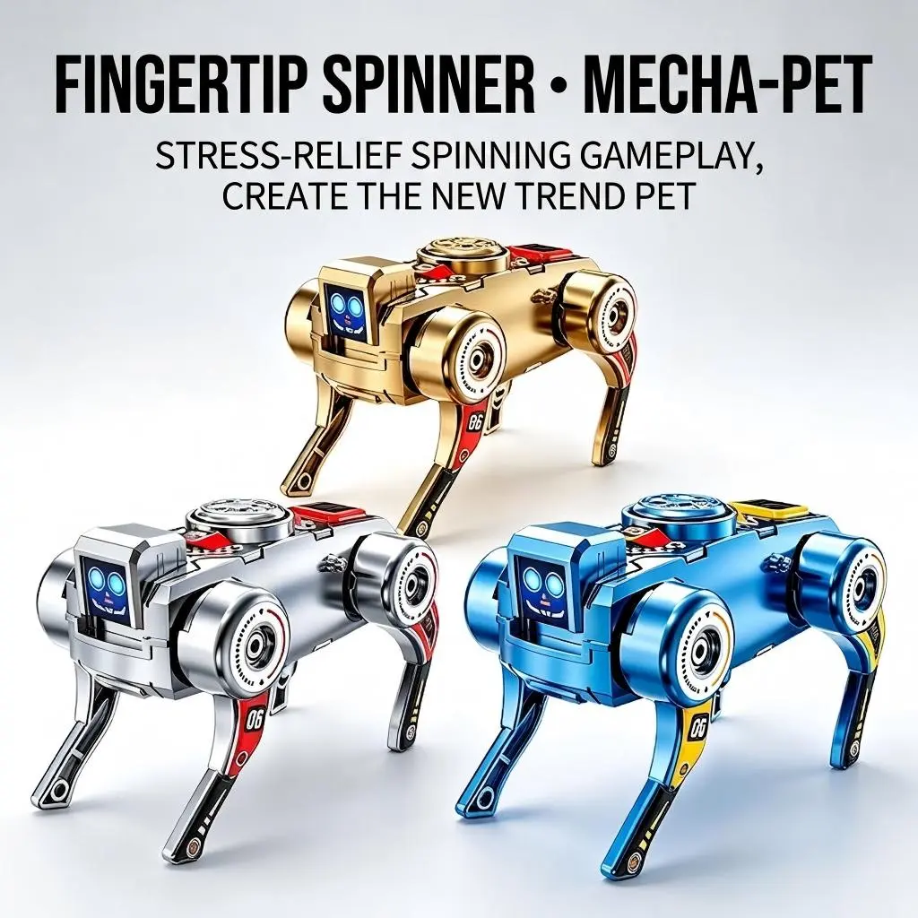 Transforming Mechanical Robot Dog Spinning Top Toy, Wind-Up Walking Action Figure, Fidget Spinner STEM Toy for Boys, Educational Gift for Kids Ages 6+