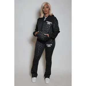 Shamoney Black Rhinestone Stacked Track Set