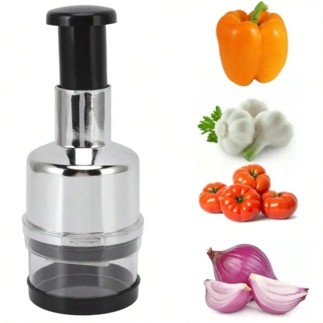 Stainless Steel Manual Food Chopper, Multifunctional Durable Chopper, Handheld Vegetable & Nut Cutter for Onion Garlic Fruit, Kitchen Tool
