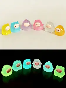 5pcs/10pcs mixed colors Cute Handmade Mini Fairy Ghost Glow-In-The-Dark Resin Figurines Set, Desktop Car Decor, DIY Craft Accessories, Keychain Pendant