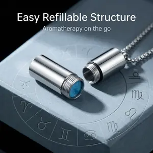 Zodiac Necklace for Women & Men, 12 Astrology Signs Pendant Necklace, Adjustable Diffuser Style Jewelry Gift