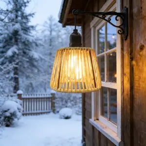 1pc Handcrafted Woven Pendant Light, Rattan-inspired Design for Interior Lighting, Home Decoration Lamp. Ideal for Restaurants, Living Rooms, and Artistic Decoration. Suitable for Coffee Shop Furnishings and Rustic-style Interiors. Battery-free.