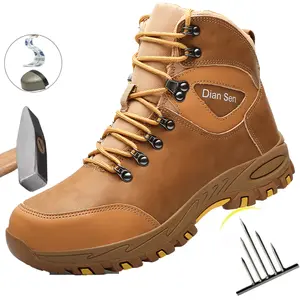 Men's Steel Toe Safety ShoeImpact & Puncture ResistantLightweight Comfortable Wearable Work BootsWater Repellent for Factory Workshop Outdoor Garden
