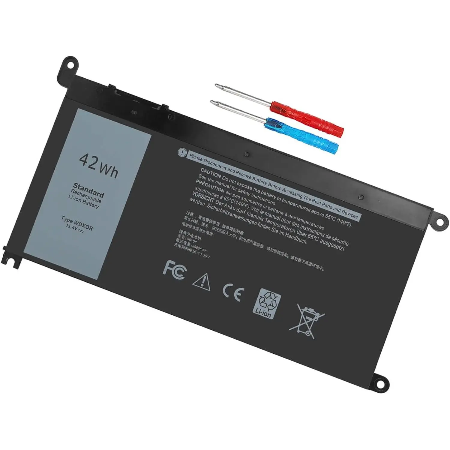 Lithium Ion Laptop Batteries, Rechargeable 11.4V 3500mAh 42Wh for Dell Inspiron 13 (5368,5378,7368,7375,7378), 15 (5565,5567,5568,5570,5578,5579,7560,7569,7570,7579), 17 (5765,5767,5770,5775) Series & Models P58F,P58F001,P66F,P69G,P69G001,P75F,3CRH3